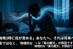 「毎晩3時に目が覚める」あなたへ。それは将来への不安ではなく、物理的な「首の酸欠」が原因です。
