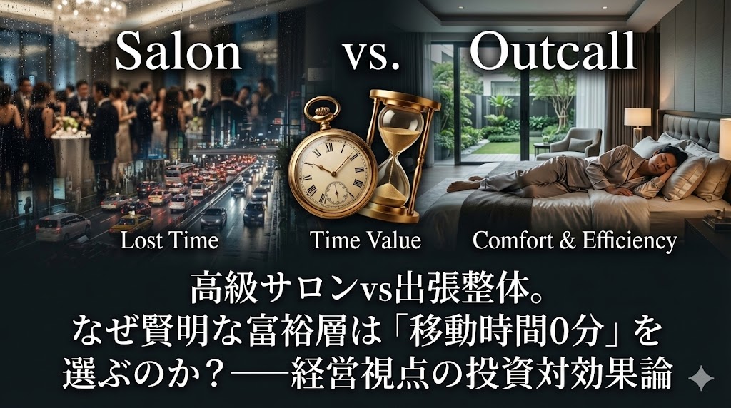 高級サロンvs出張整体。なぜ賢明な富裕層は「移動時間0分」を選ぶのか?──経営視点の投資対効果論
